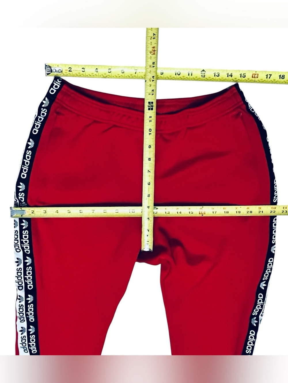 Adidas Men's Joggers Track Pants Red Vertical/Logo Zip Pockets Sz L - Picture 10 of 16